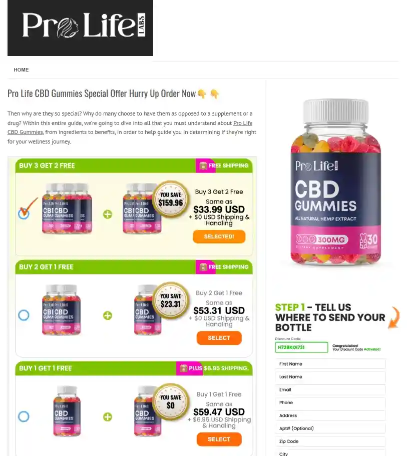 ProLife CBD Gummies ProLife CBD Gummies Order Page